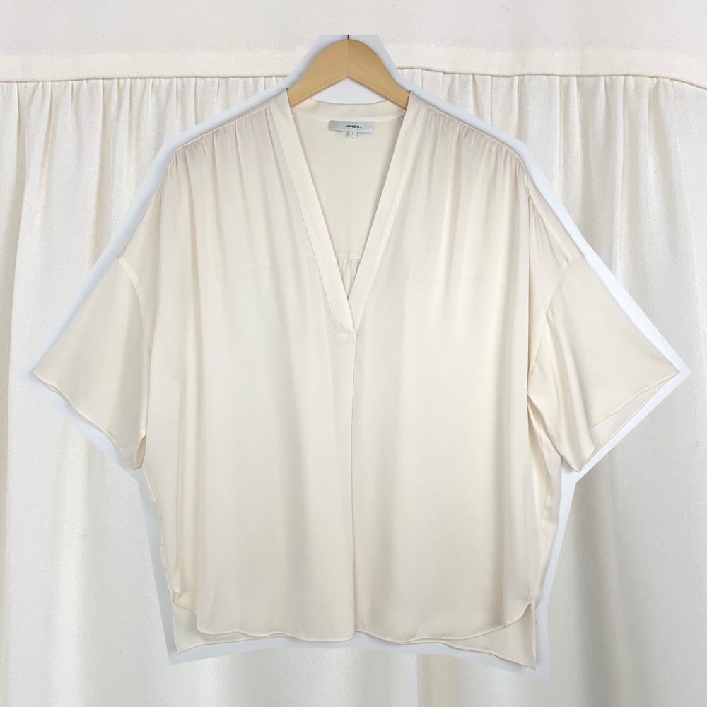 Vince stretch silk top, women's size L
